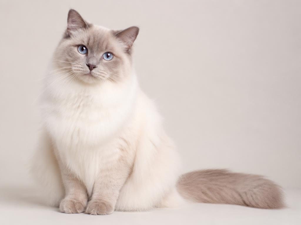 Lilac Point Ragdoll cat with pale frosty gray points