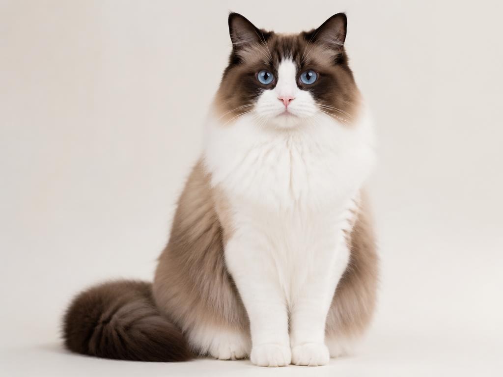 Seal Bicolor Ragdoll cat with white mask and underside