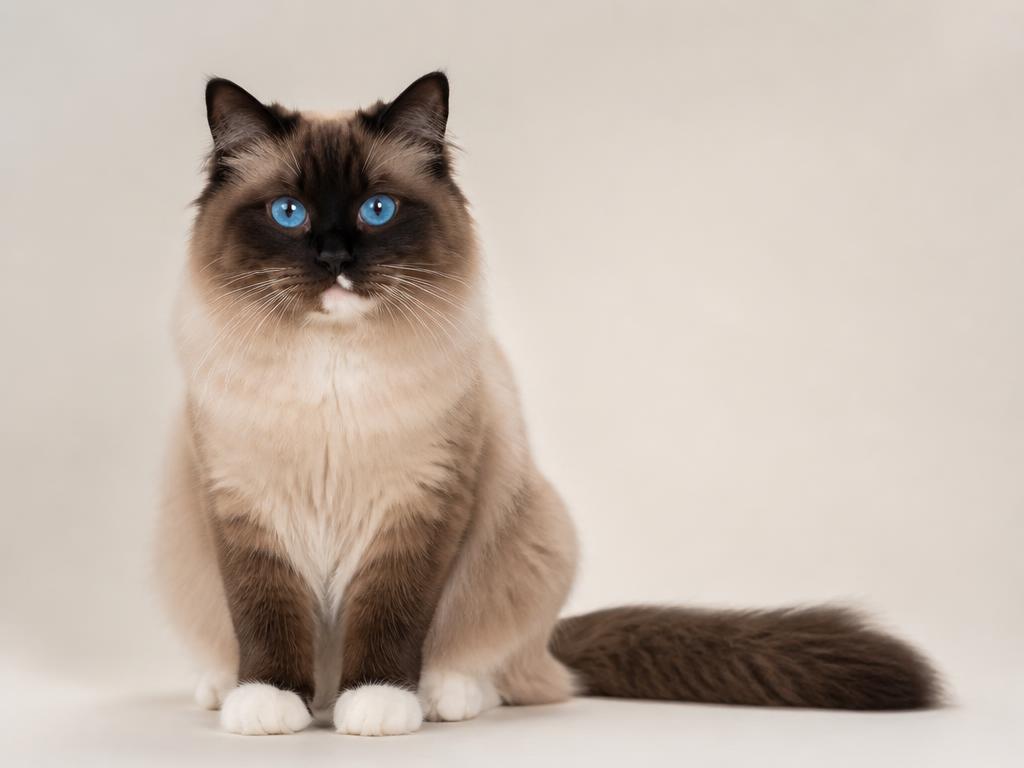 Seal Mitted Ragdoll cat with white paws and chin